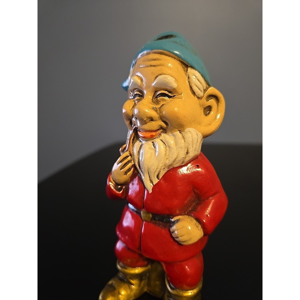 Vintage Elf Gnome Dwarf w/Pipe Paper Mache Figurine Japan Handpainted 5" MCM - Picture 7 of 9